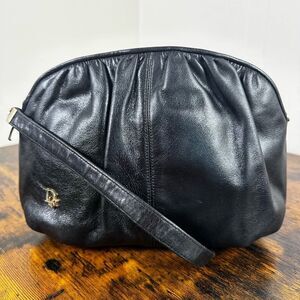 Christian Dior Vintage Crossbody Bag Black Leather